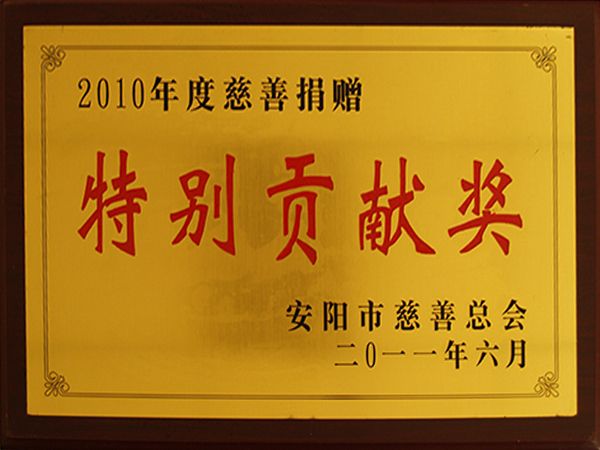 2010年度慈善捐赠特殊孝顺奖